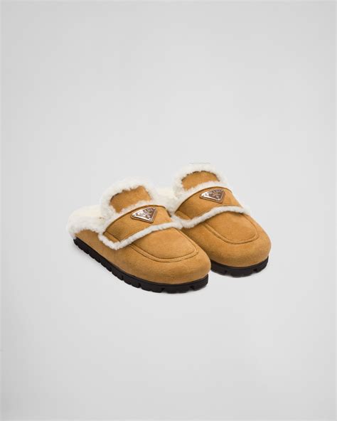 prada fur lined clogs women's|prada slippers and mules.